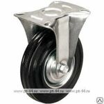 фото Неповоротное стальное колесо с черной резиной FC 75, г/п 50 кг, Ø 75 мм